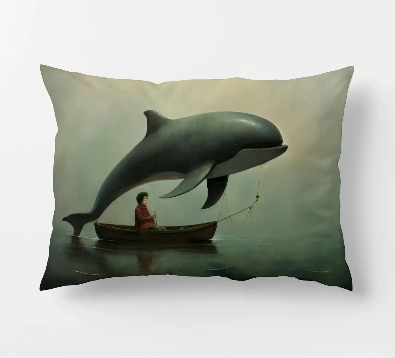 Minimal Porpoise 1 cuscino da Minimal Animal Art