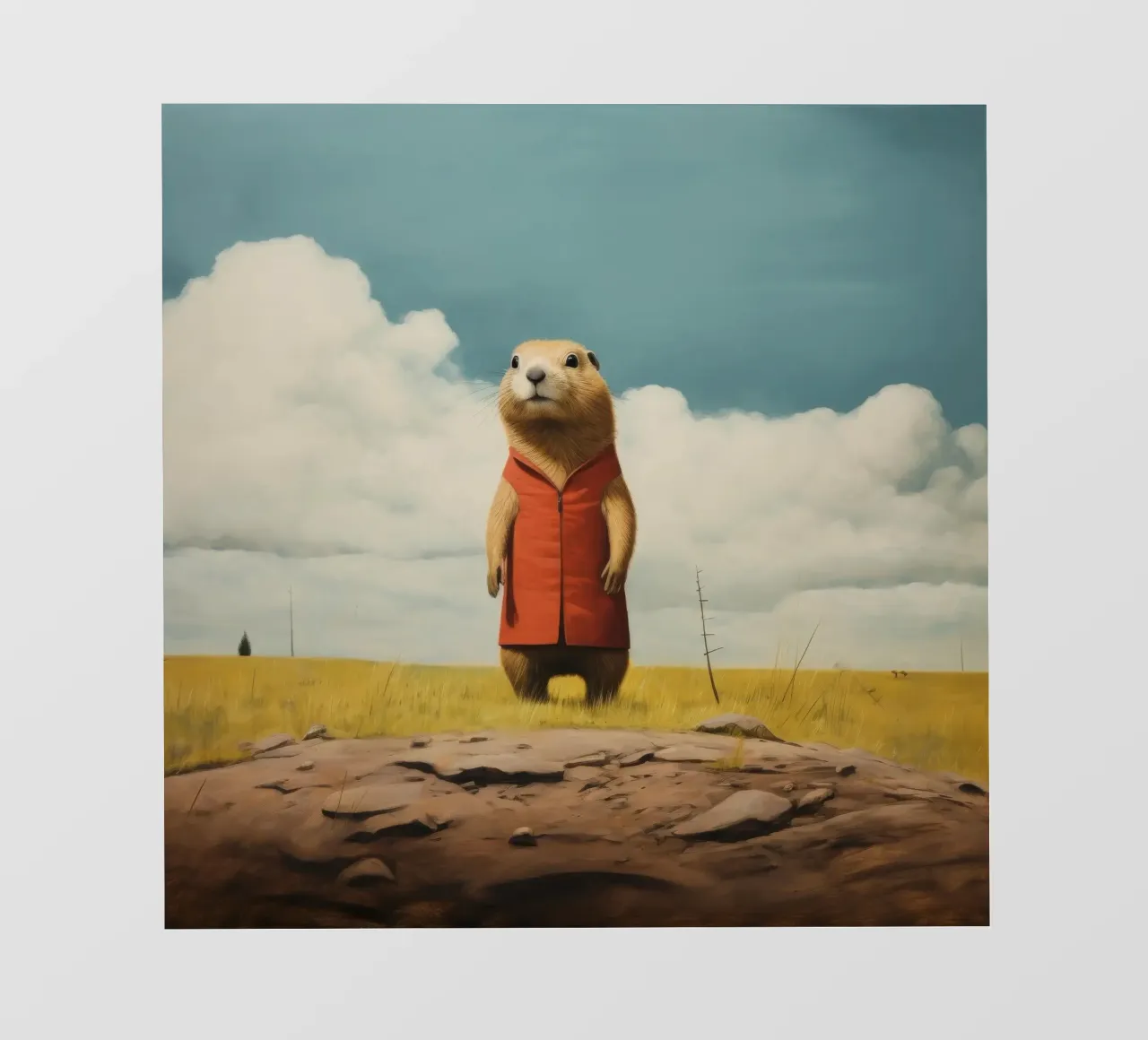 Chien de prairie minimal 3 papier peint photo de Minimal Animal Art
