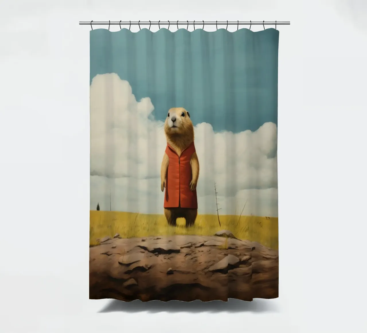 Minimal Prairie Dog 3 shower curtain by Minimal Animal Art