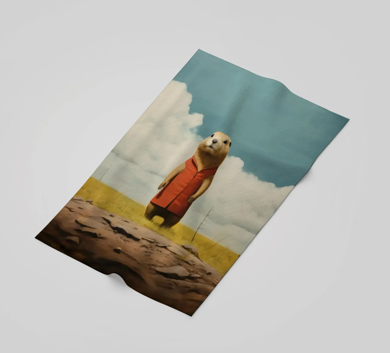 Minimal Prairie Dog 3 beach towel by Minimal Animal Art