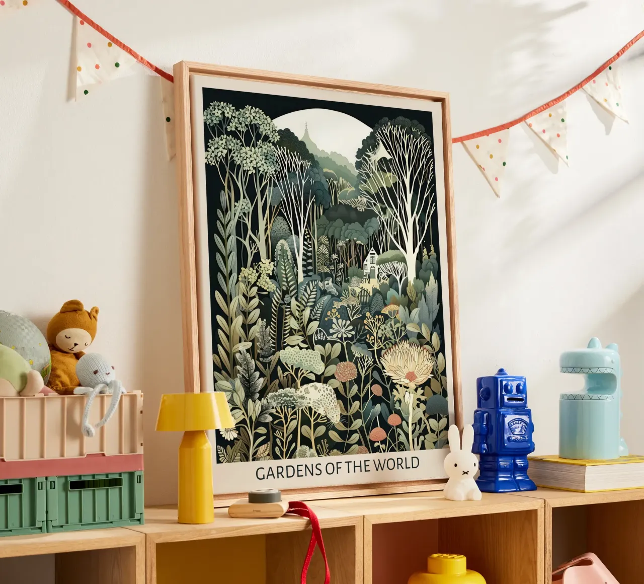 Jardines del mundo, Art Nouveau, Botánico 5 lienzo con Marco flotante de Peaches Art Prints