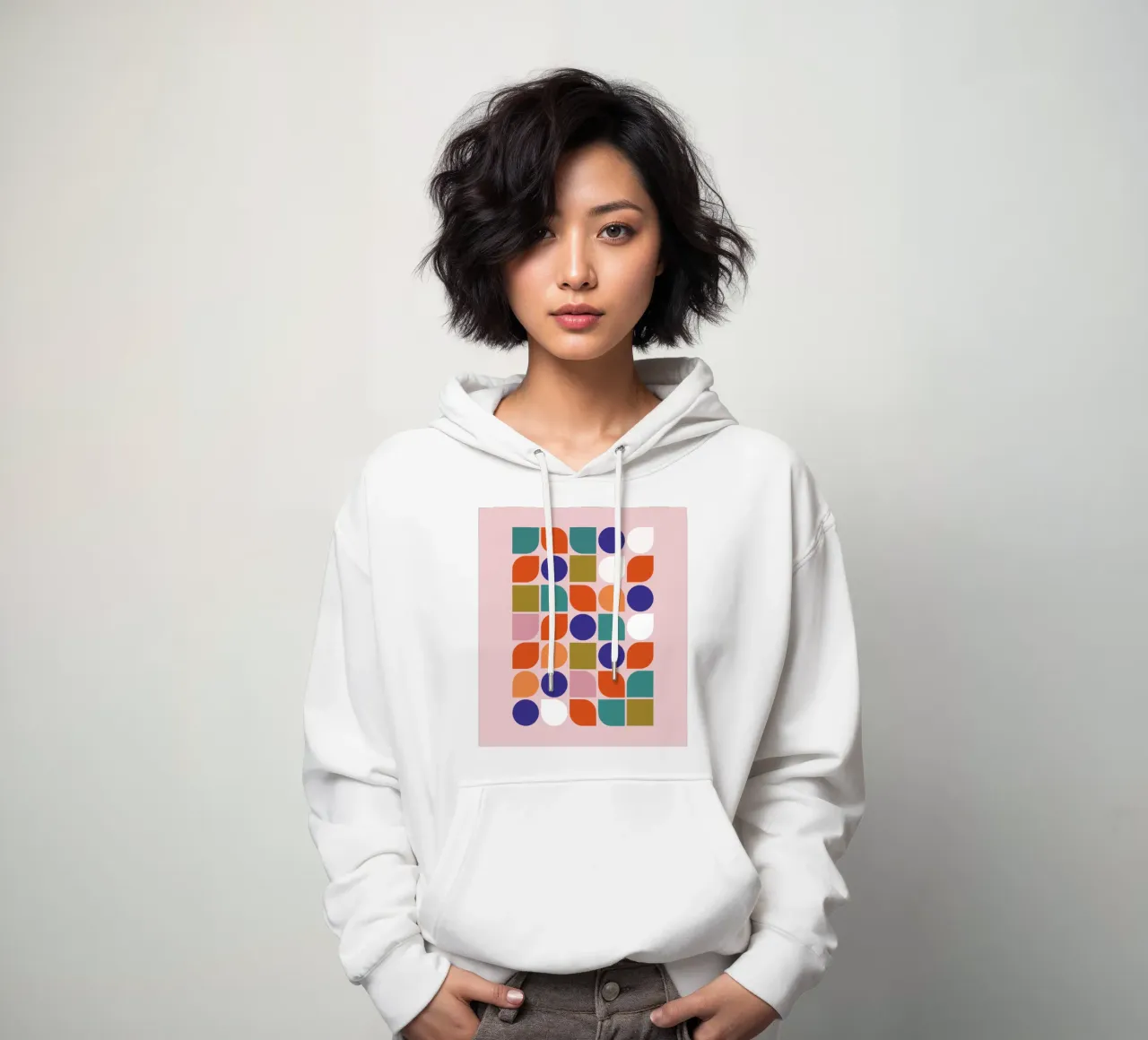 Retro Geometric Shapes Colorful Abstract Art Print hoodie by showmemars