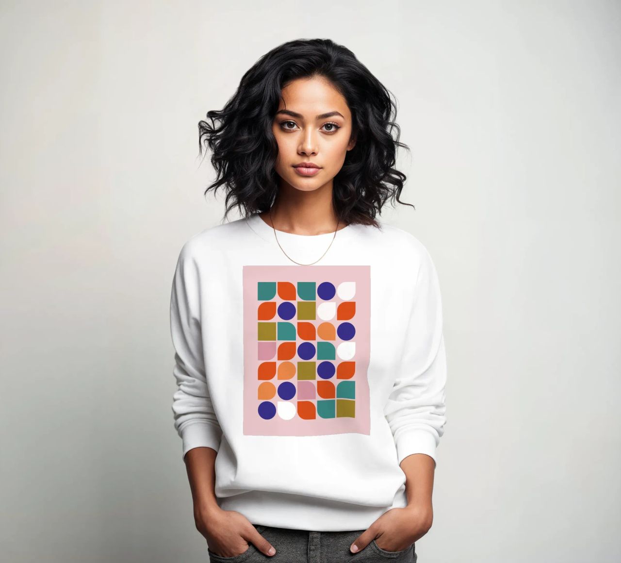 Retro Geometric Shapes Colorful Abstract Art Print felpa da showmemars