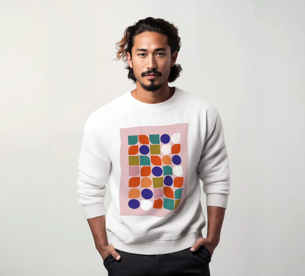 Retro Geometric Shapes Colorful Abstract Art Print sweatshirt by showmemars