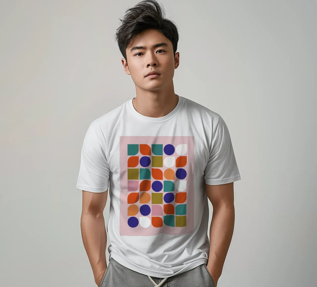 Retro Geometric Shapes Colorful Abstract Art Print t-shirt da showmemars