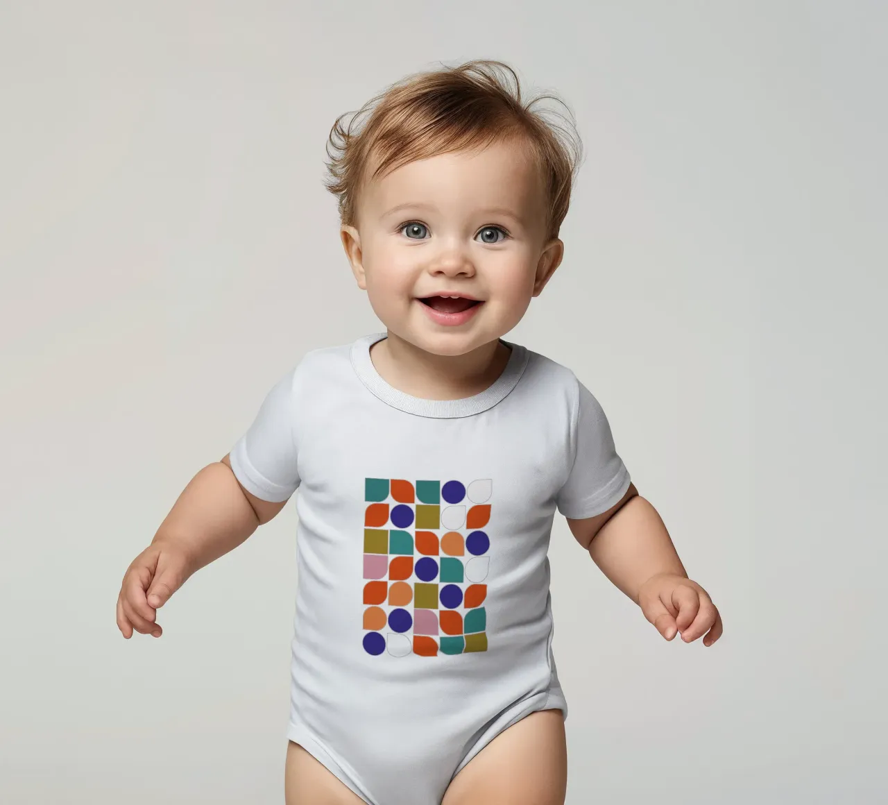 Retro Geometric Shapes Colorful Abstract Art Print body neonato maniche corte da showmemars