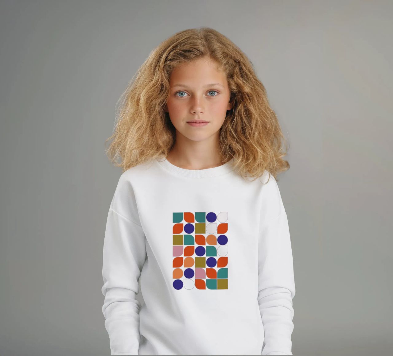 Retro Geometric Shapes Colorful Abstract Art Print felpa bambino da showmemars