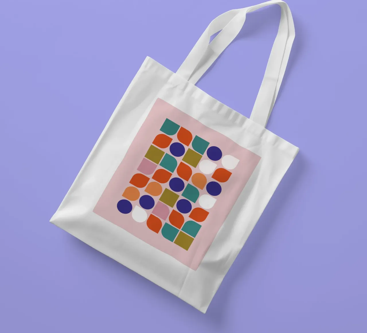 Retro Geometric Shapes Colorful Abstract Art Print borsa in juta da showmemars