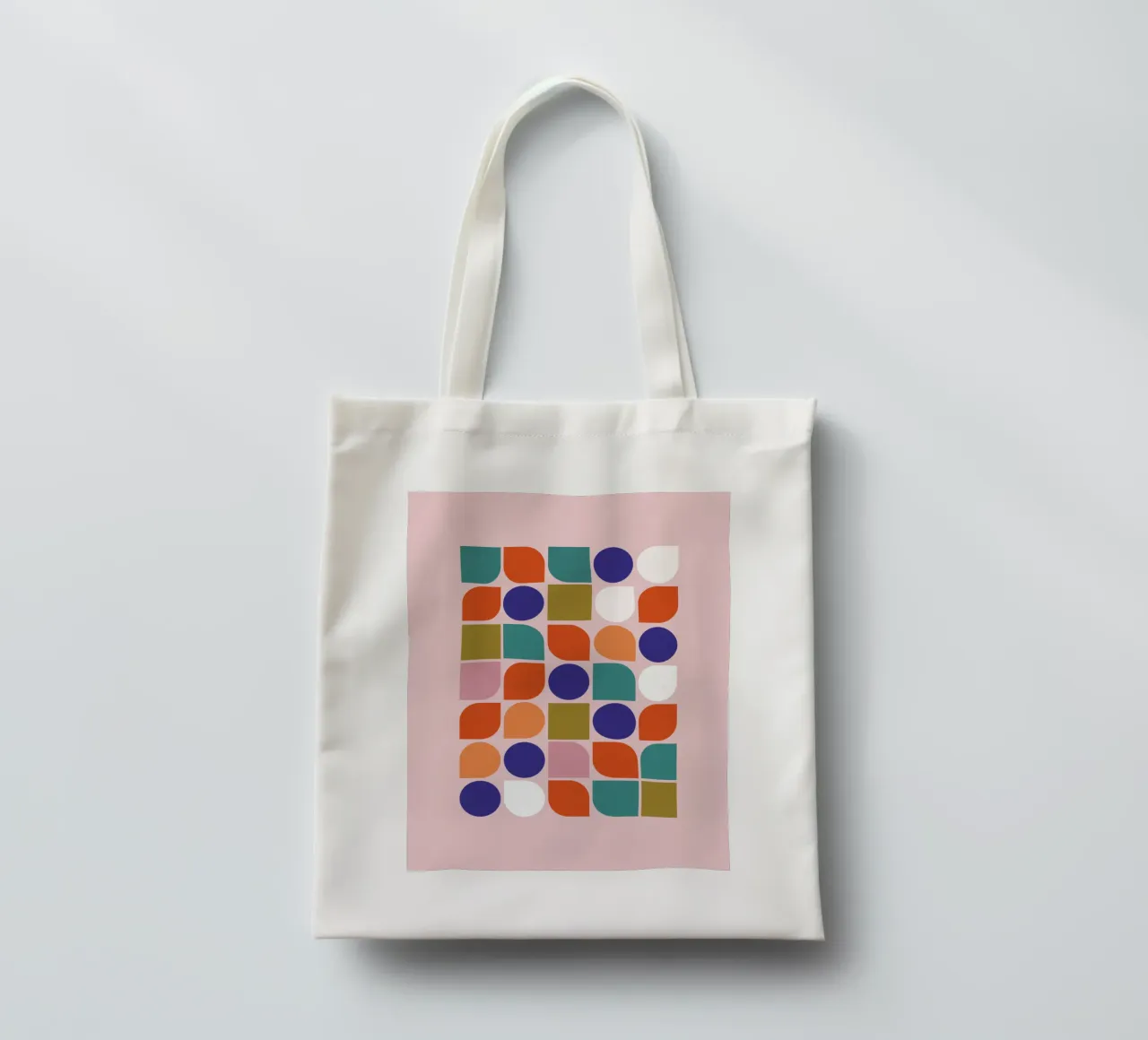 Retro Geometric Shapes Colorful Abstract Art Print borsa in juta da showmemars