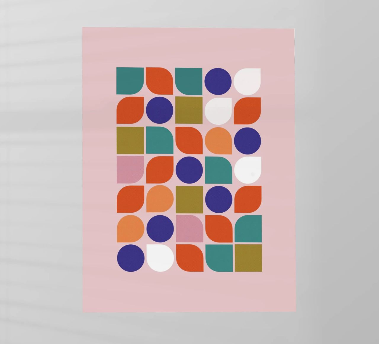 Retro Geometric Shapes Colorful Abstract Art Print pellicola backlit da showmemars