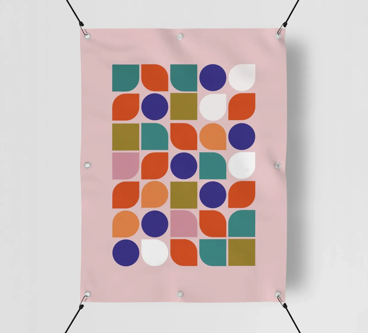 Retro Geometric Shapes Colorful Abstract Art Print telo in pvc da showmemars