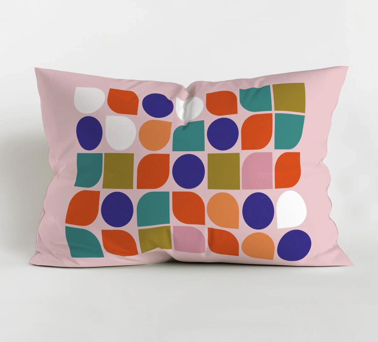 Retro Geometric Shapes Colorful Abstract Art Print cuscino da showmemars