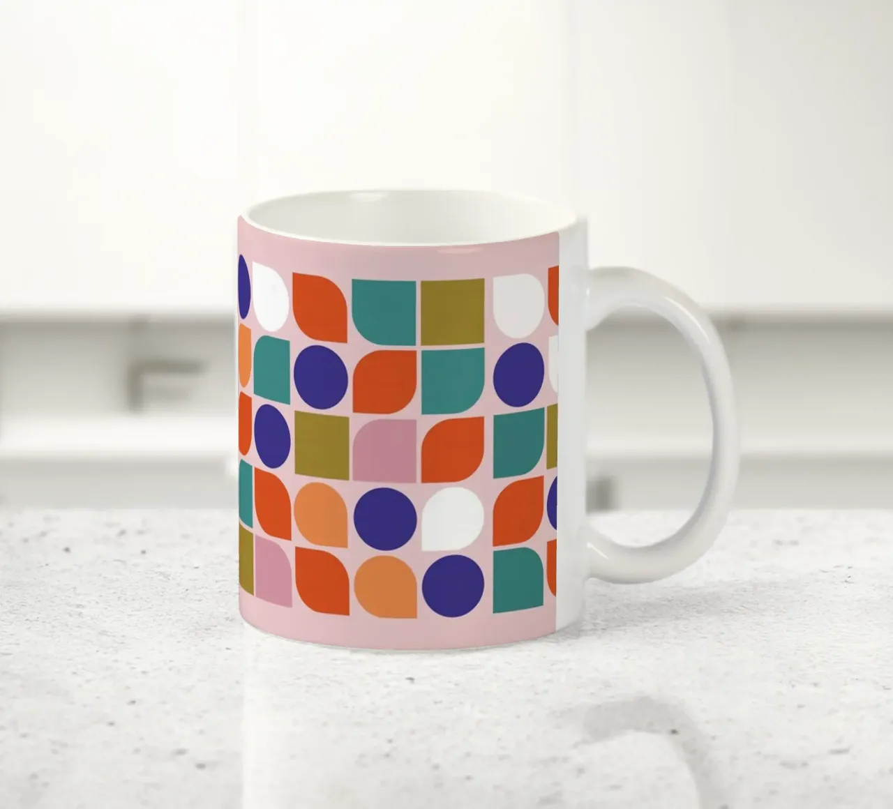 Retro Geometric Shapes Colorful Abstract Art Print taza de cerámica de showmemars