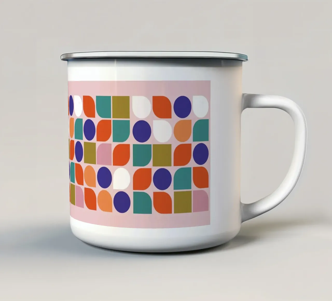 Retro Geometric Shapes Colorful Abstract Art Print mug en émail de showmemars