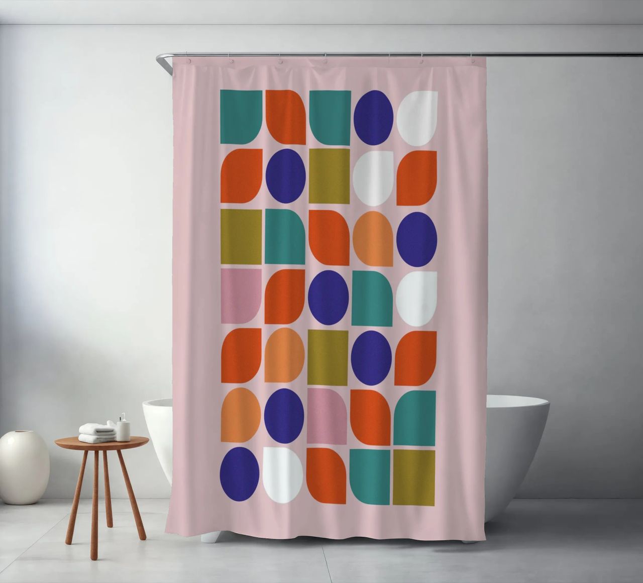 Retro Geometric Shapes Colorful Abstract Art Print tenda da doccia da showmemars