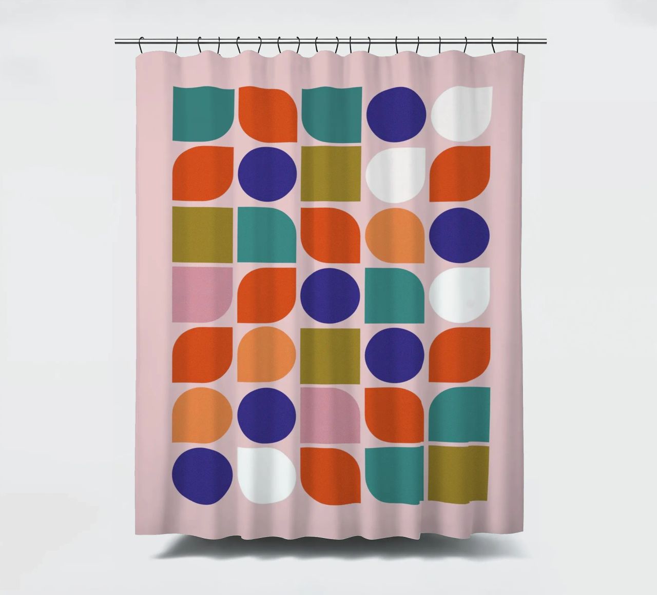 Retro Geometric Shapes Colorful Abstract Art Print tenda da doccia da showmemars