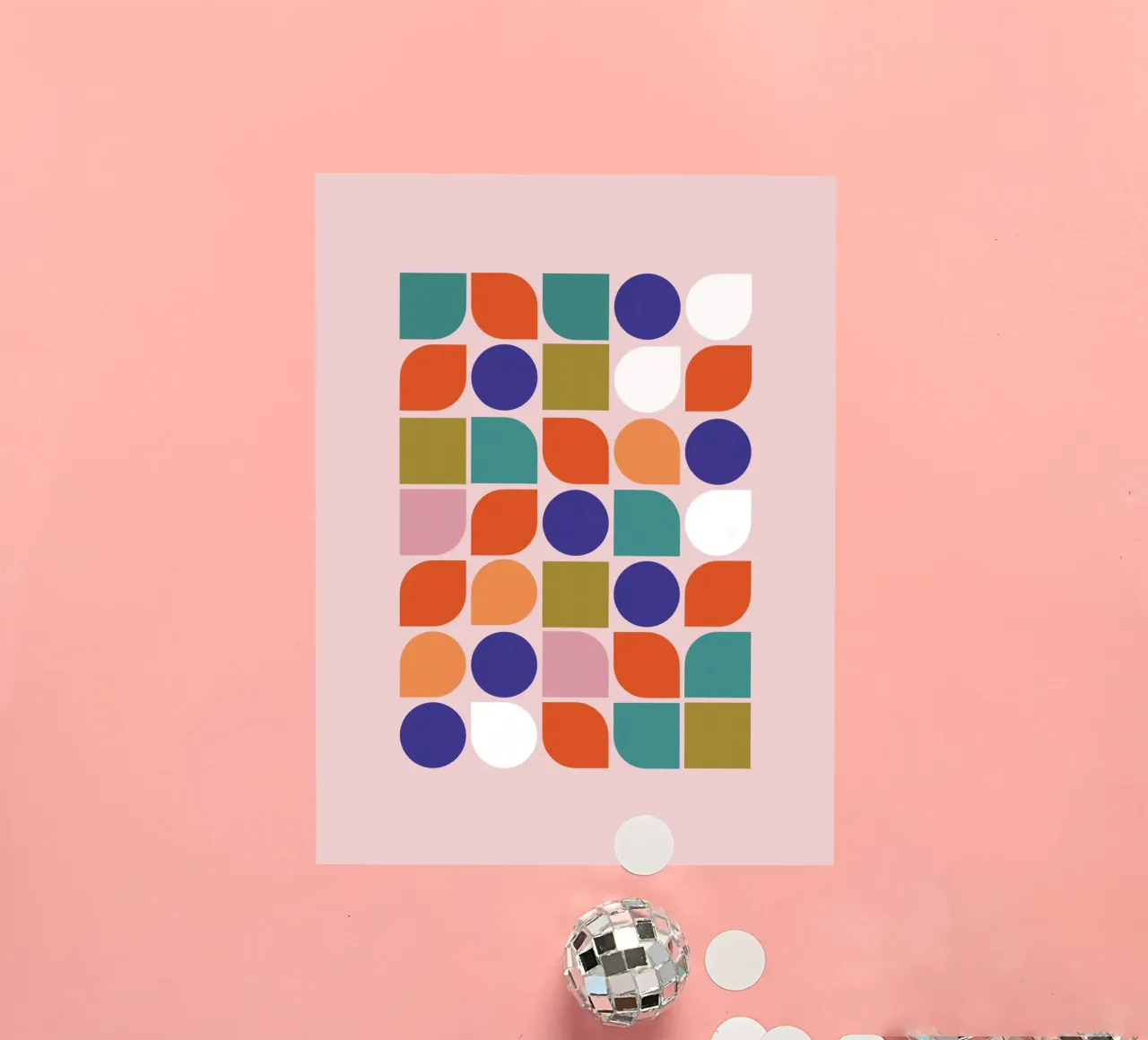 Retro Geometric Shapes Colorful Abstract Art Print adesivo da showmemars