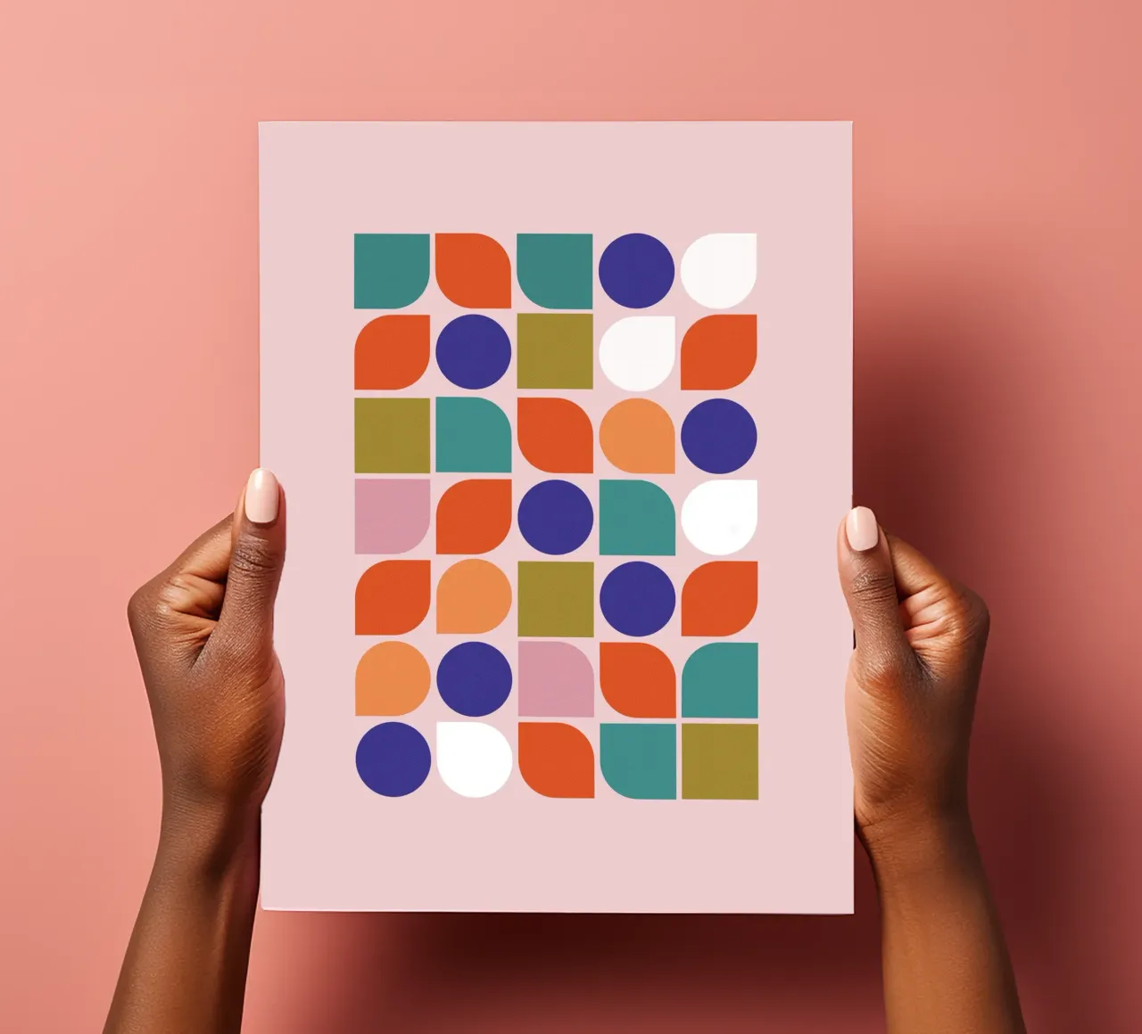 Retro Geometric Shapes Colorful Abstract Art Print foglio adesivo da showmemars