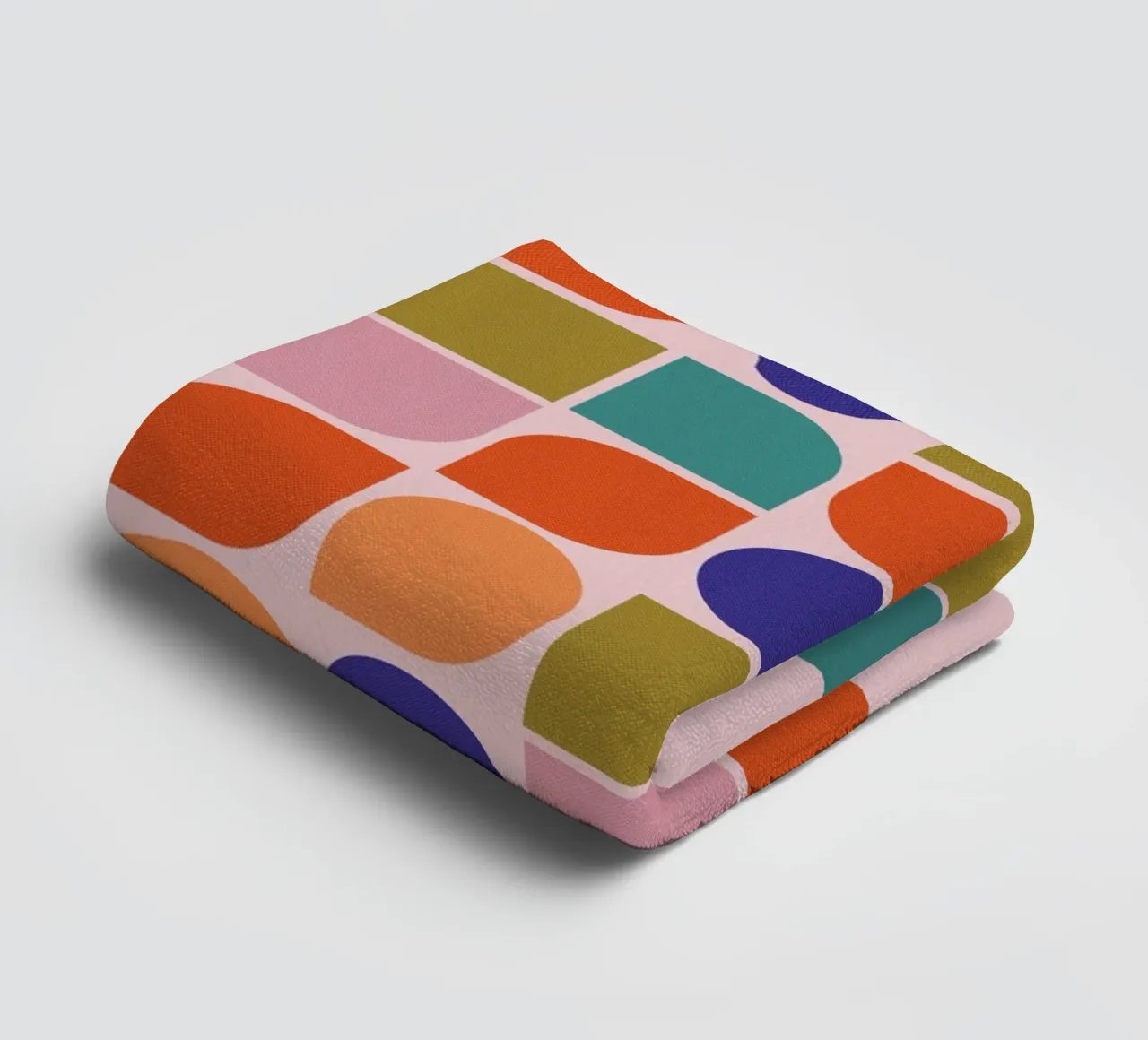 Retro Geometric Shapes Colorful Abstract Art Print towel by showmemars