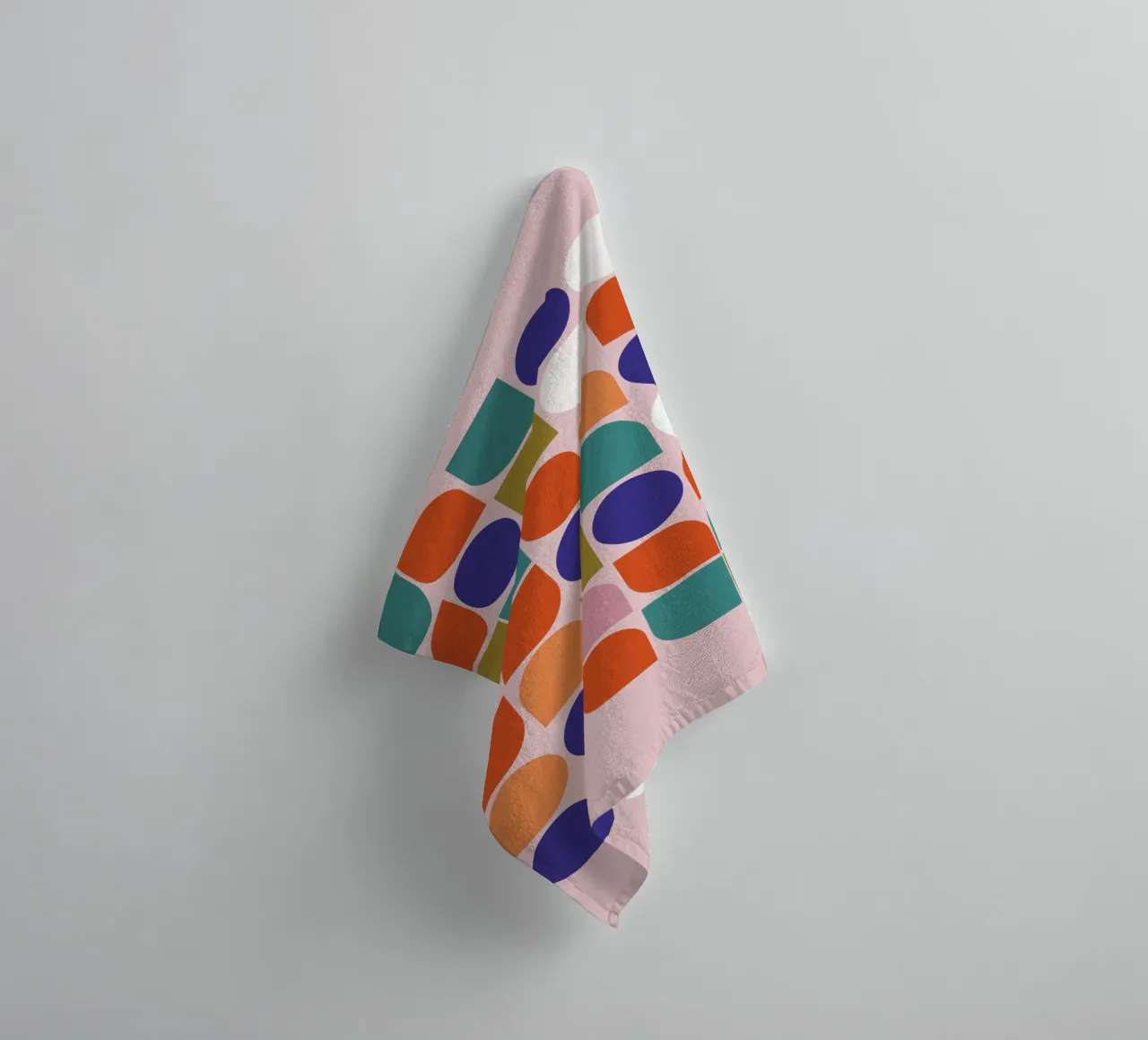 Retro Geometric Shapes Colorful Abstract Art Print towel by showmemars