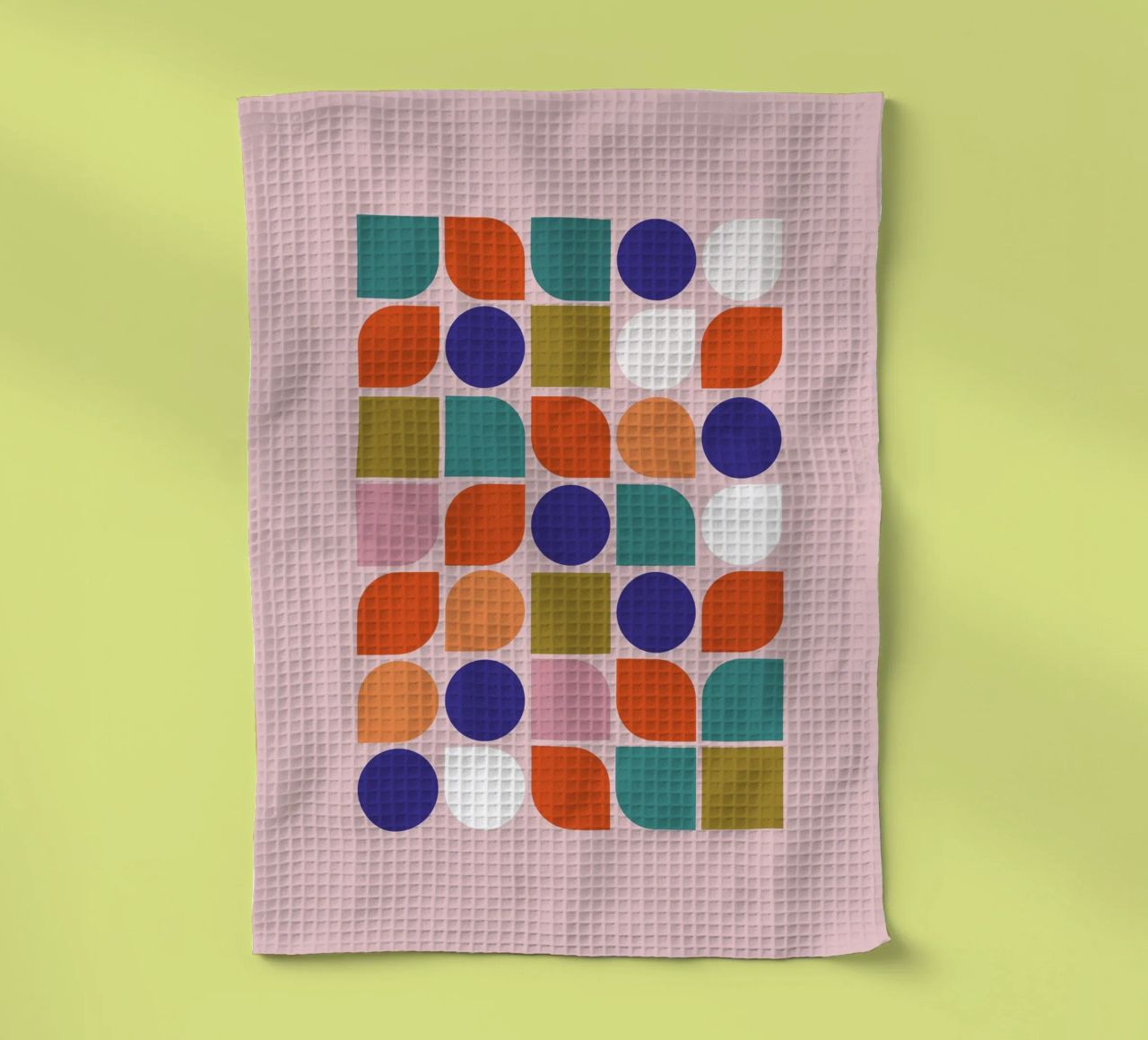Retro Geometric Shapes Colorful Abstract Art Print torchon de showmemars