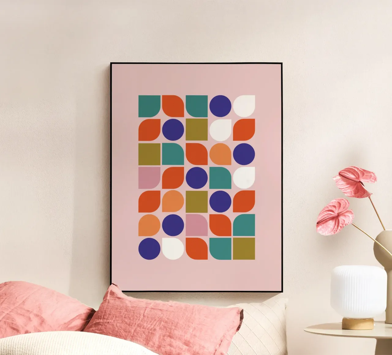 Retro Geometric Shapes Colorful Abstract Art Print plexiglass da showmemars