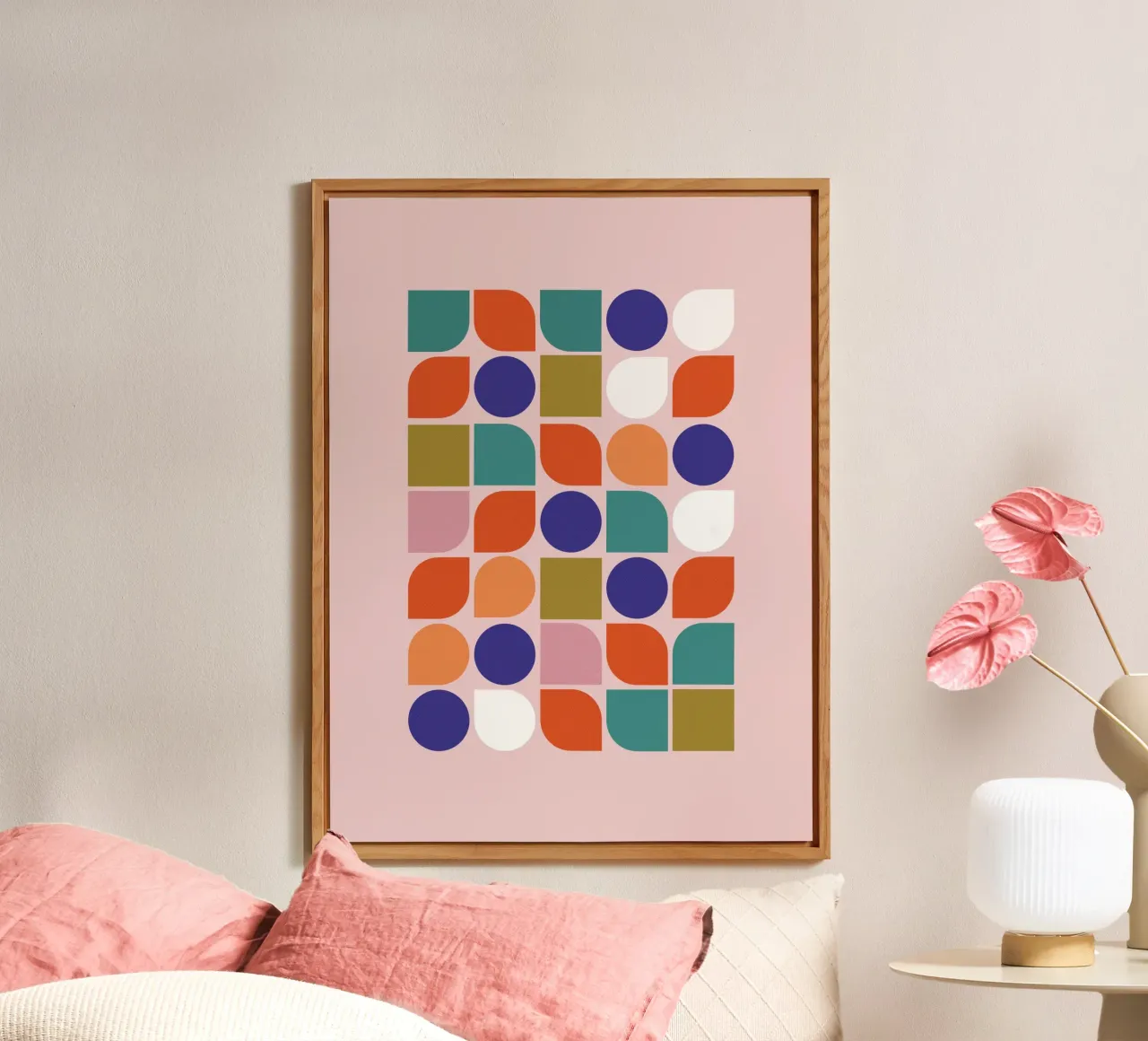 Retro Geometric Shapes Colorful Abstract Art Print alluminio dibond da showmemars