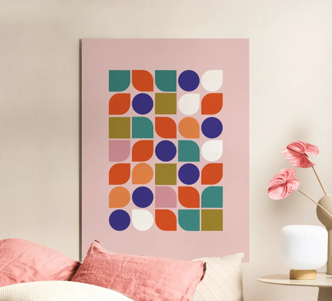 Retro Geometric Shapes Colorful Abstract Art Print alluminio dibond da showmemars