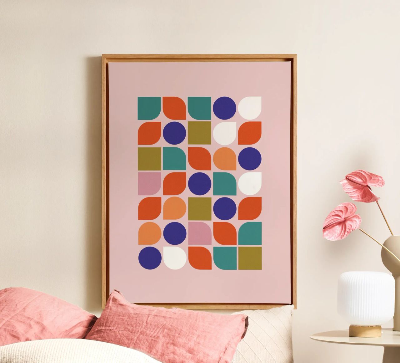 Retro Geometric Shapes Colorful Abstract Art Print tela da showmemars