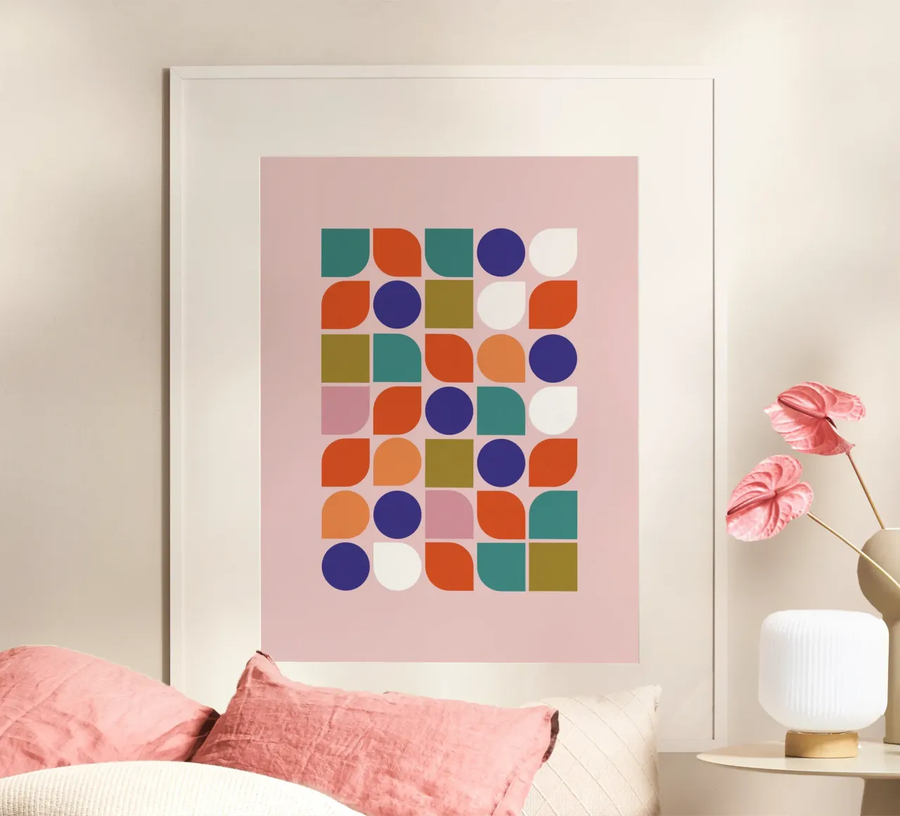 Retro Geometric Shapes Colorful Abstract Art Print hahnemühle de showmemars