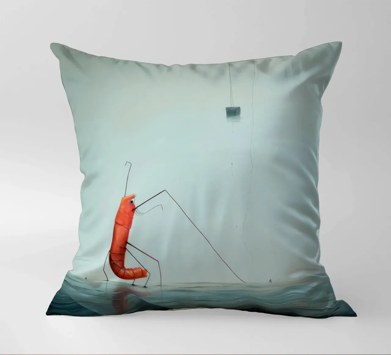 Minimal Prawn 2 decorative cushion by Minimal Animal Art