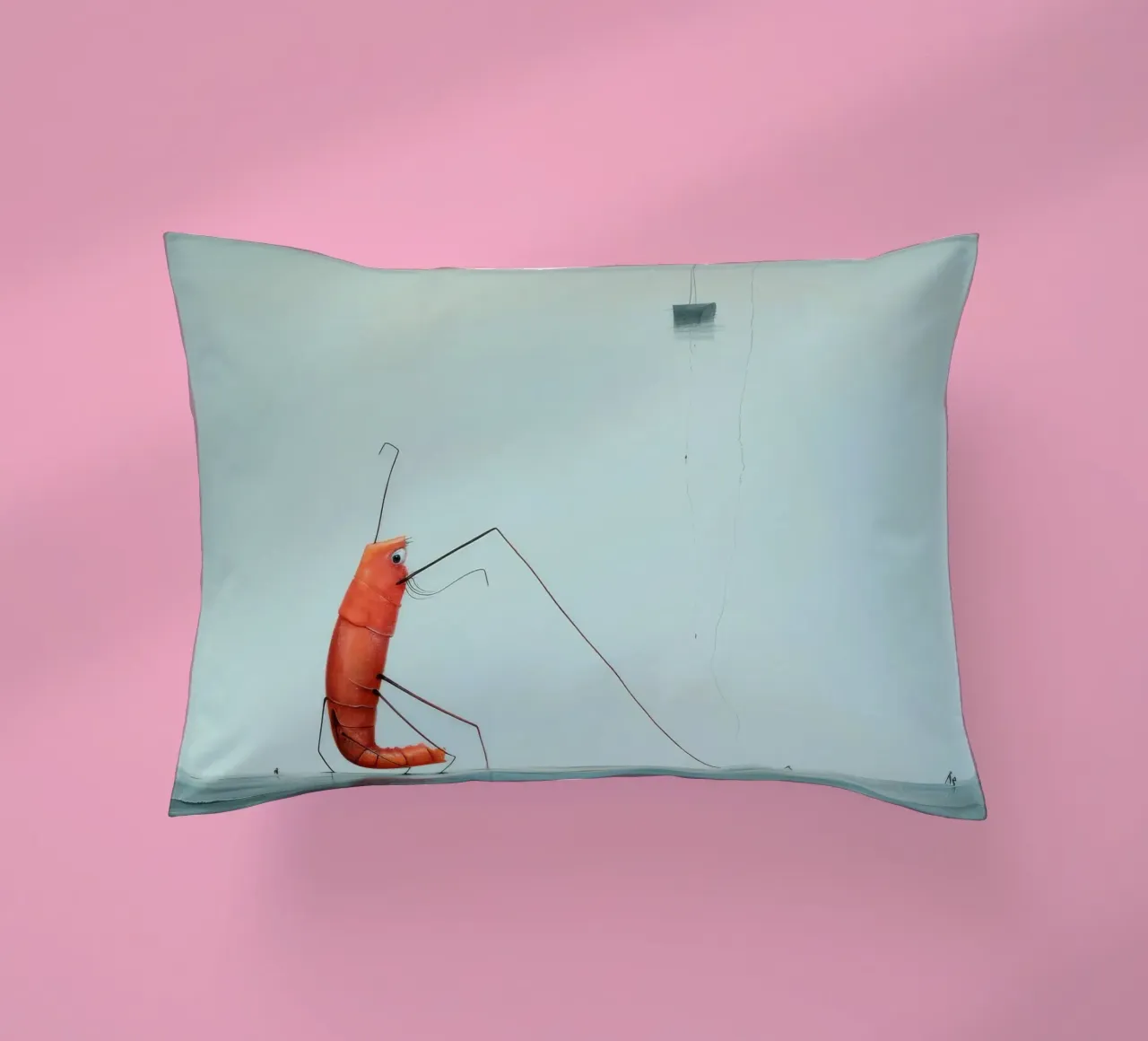 Minimal Prawn 2 decorative cushion by Minimal Animal Art