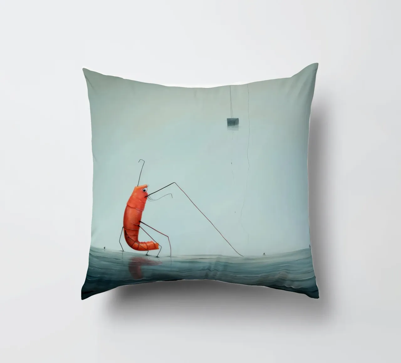 Minimal Prawn 2 decorative cushion by Minimal Animal Art