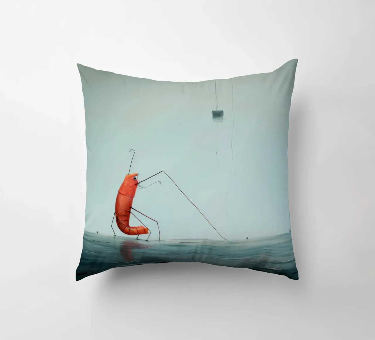 Minimal Prawn 2 decorative cushion by Minimal Animal Art