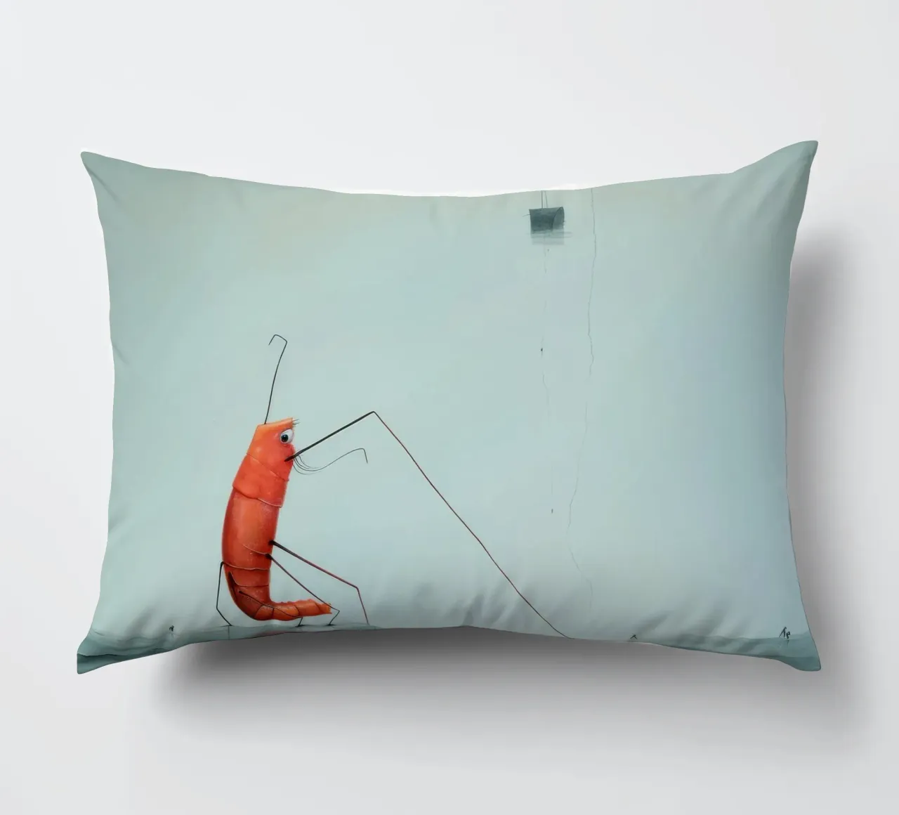 Minimal Prawn 2 decorative cushion by Minimal Animal Art