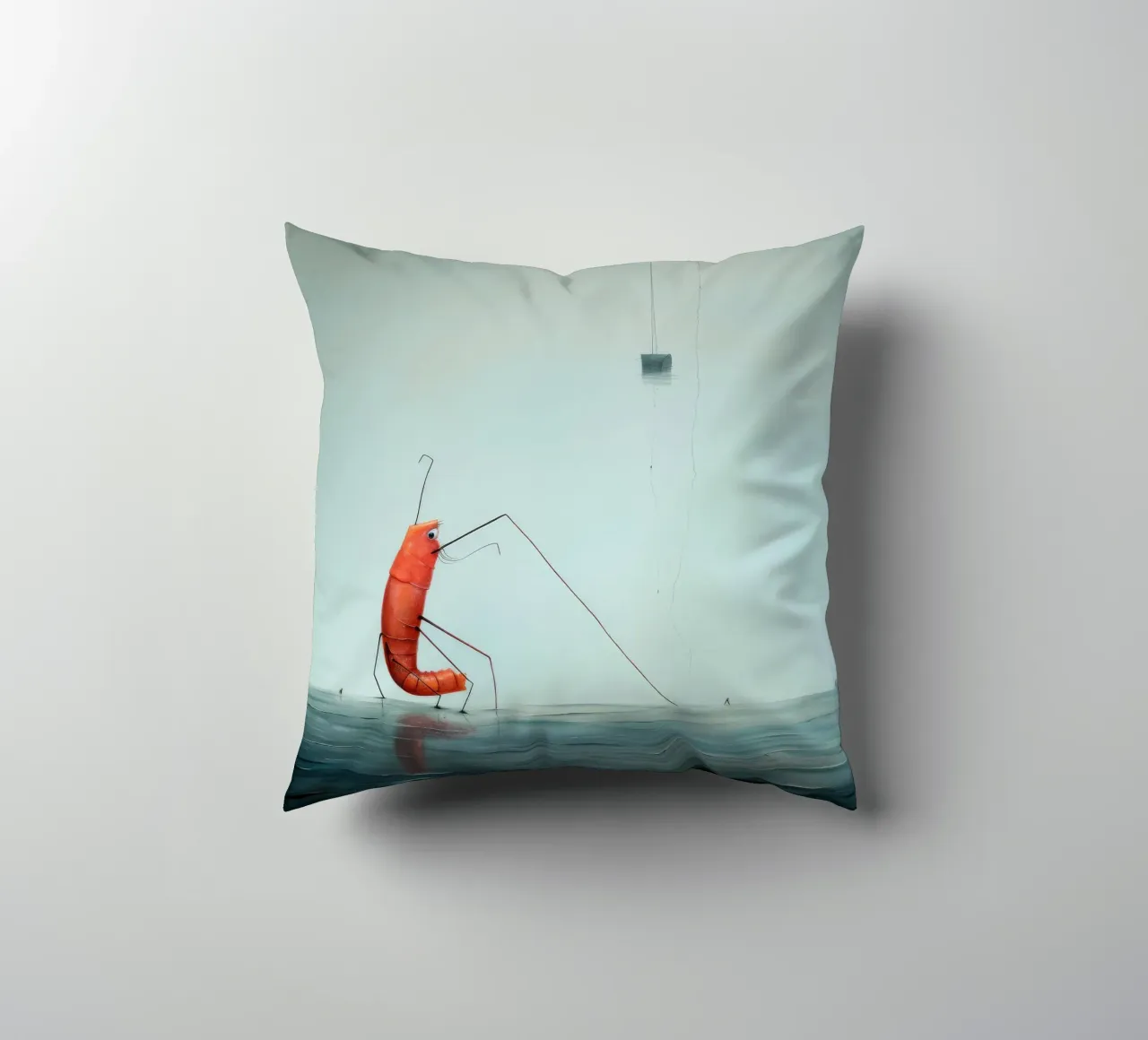 Minimal Prawn 2 decorative cushion by Minimal Animal Art
