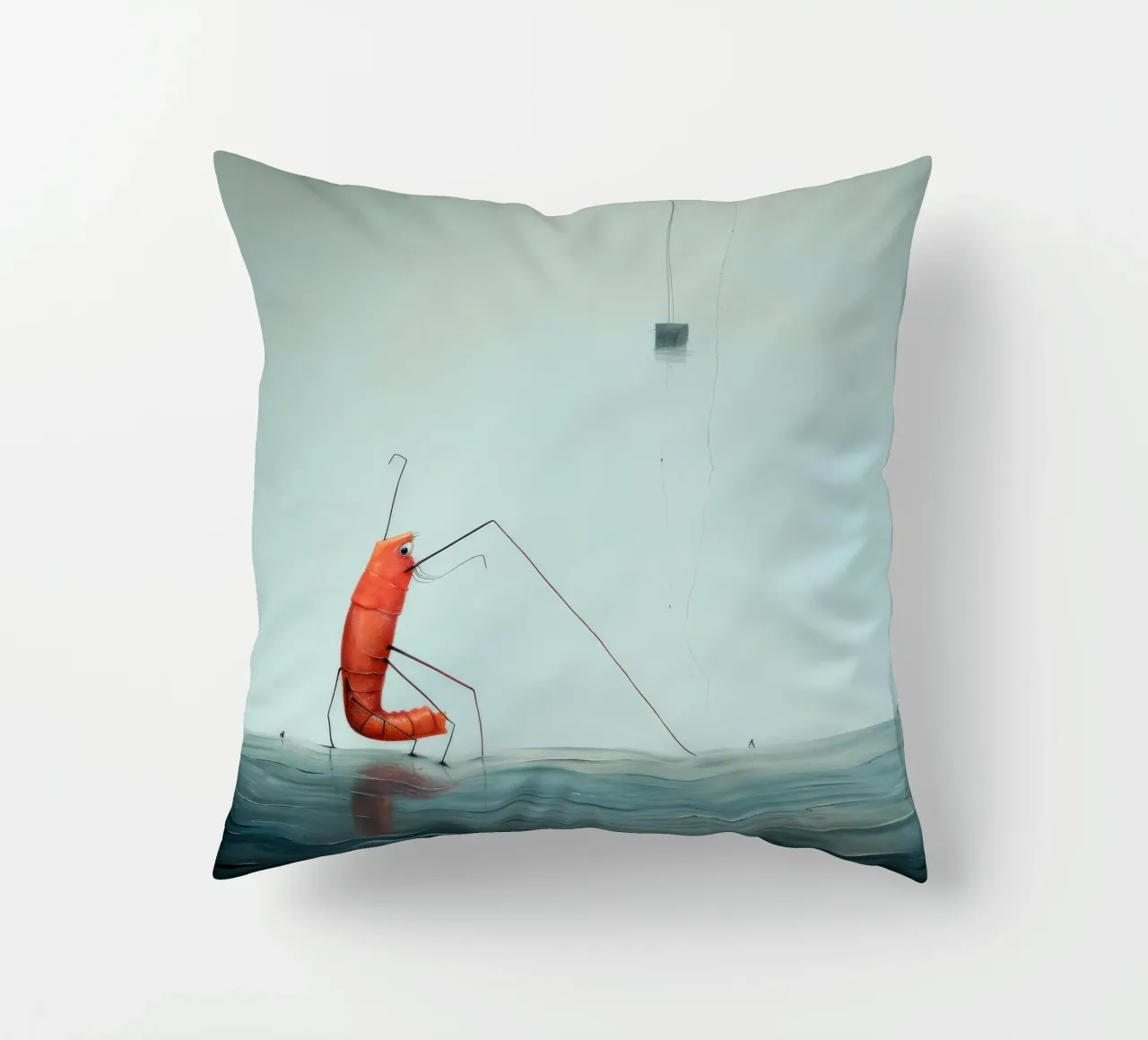 Minimal Prawn 2 decorative cushion by Minimal Animal Art