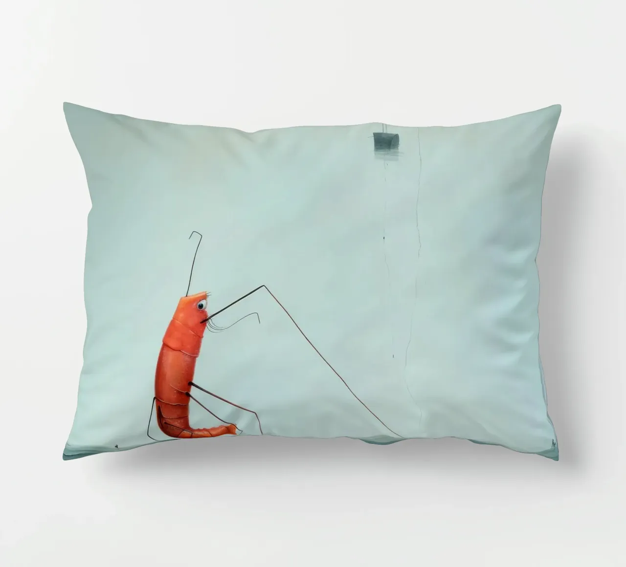 Minimal Prawn 2 decorative cushion by Minimal Animal Art
