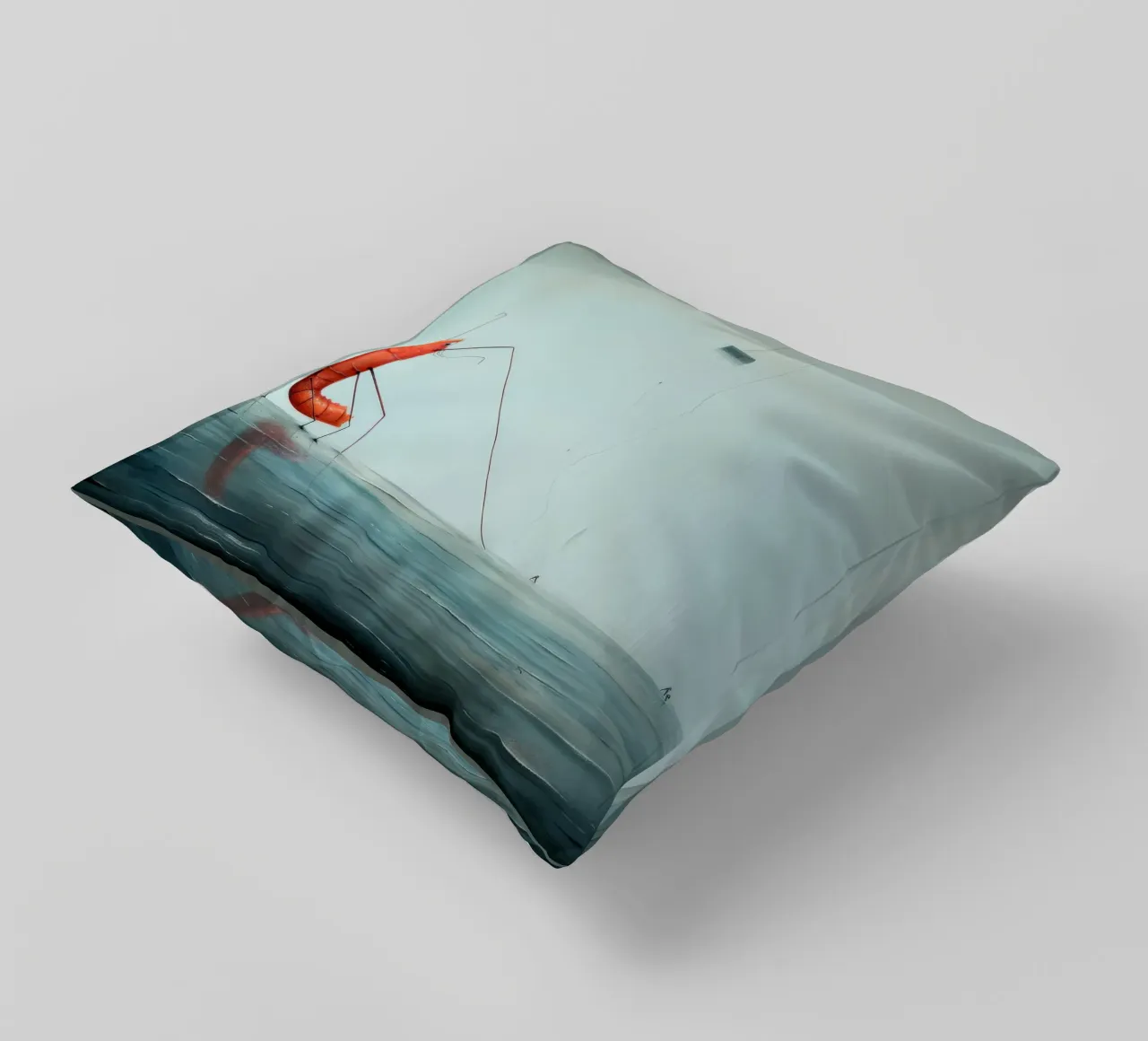 Minimal Prawn 2 decorative cushion by Minimal Animal Art