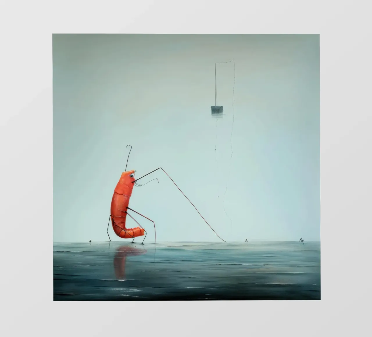 Minimaal Garnalen fotobehang van Minimal Animal Art