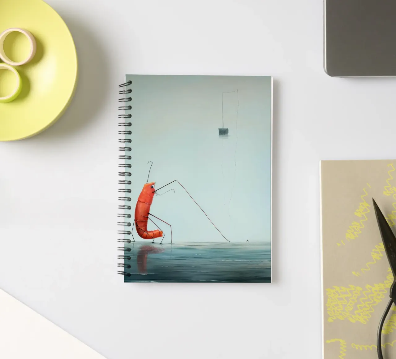 Minimal Prawn 2 spiral notebook by Minimal Animal Art