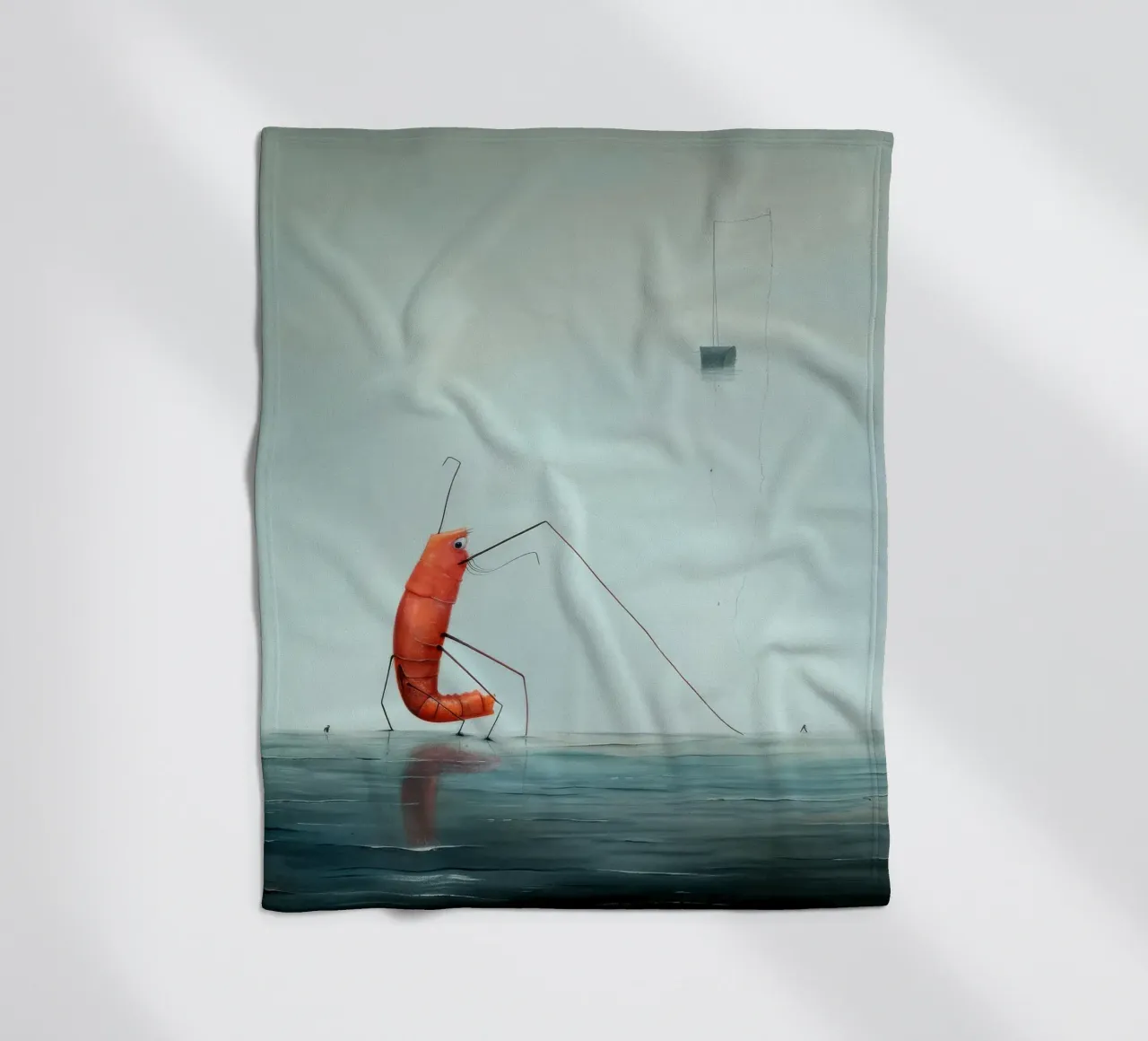 Minimaal Garnalen fleecedeken van Minimal Animal Art