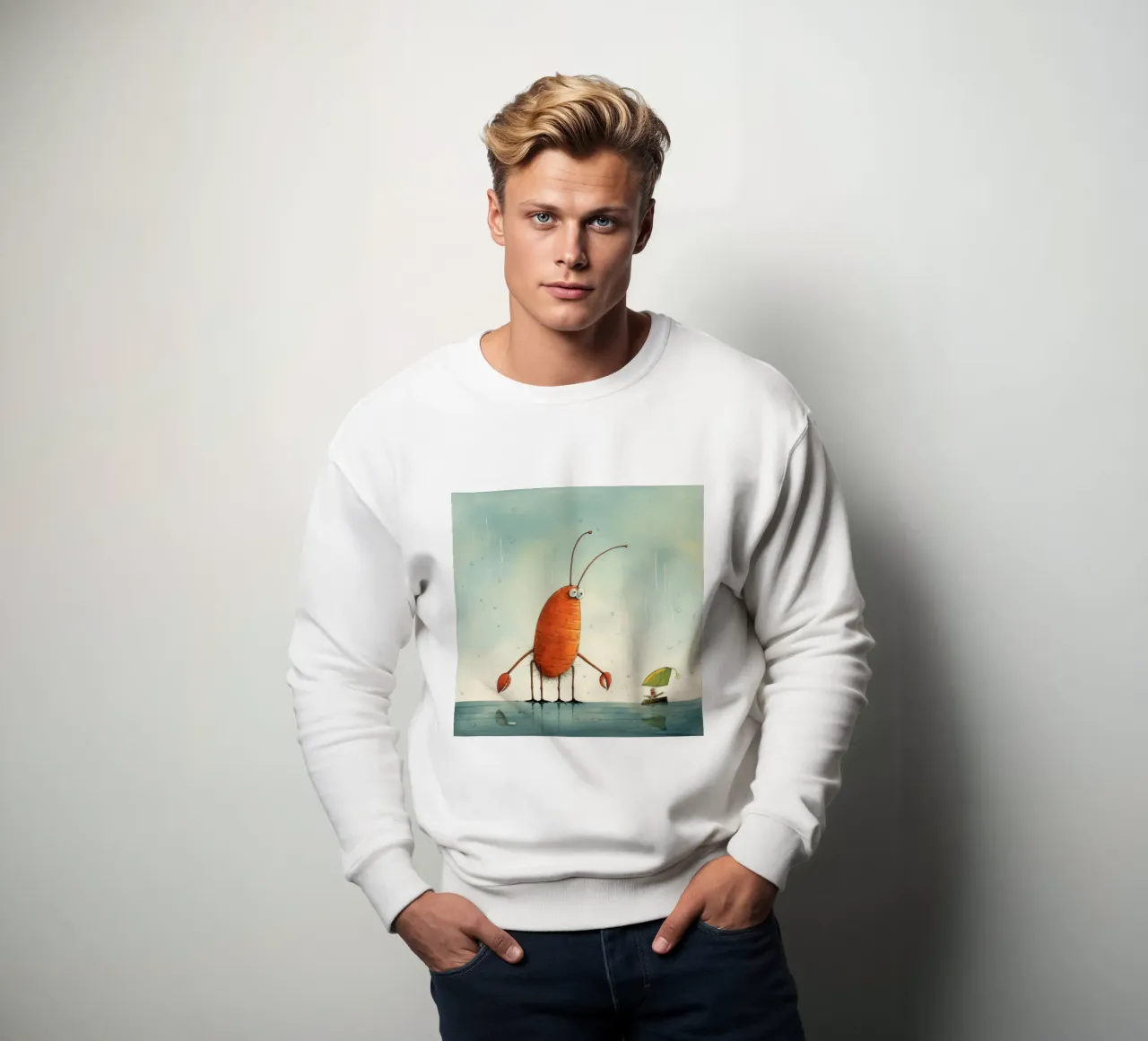 Gambero minimo 3 felpa da Minimal Animal Art