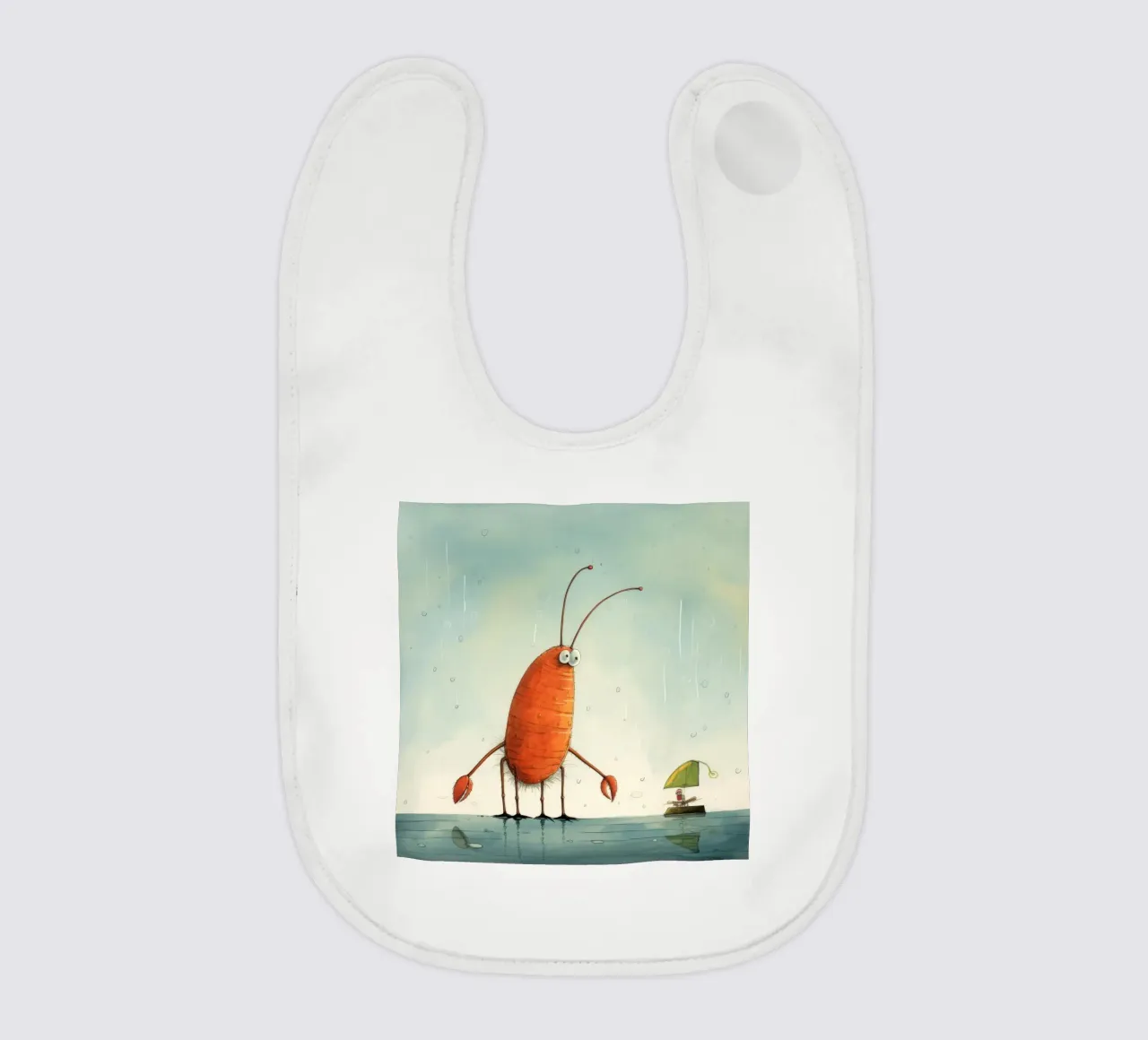 Minimaal Garnalen baby slabbetje van Minimal Animal Art