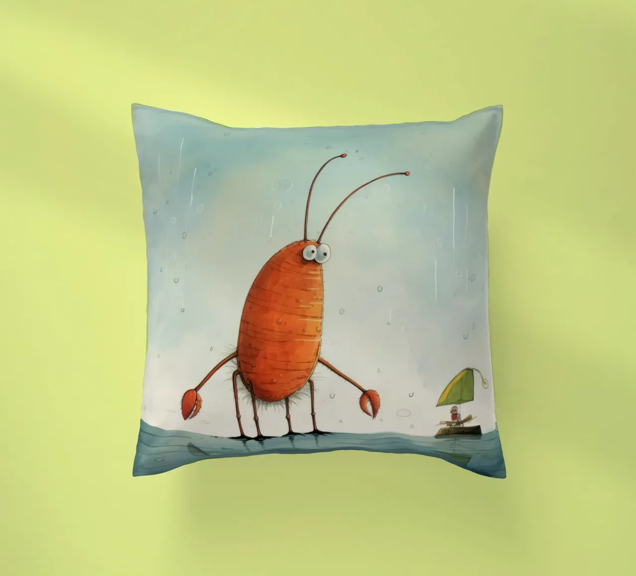 Gambero minimo 3 cuscino da Minimal Animal Art