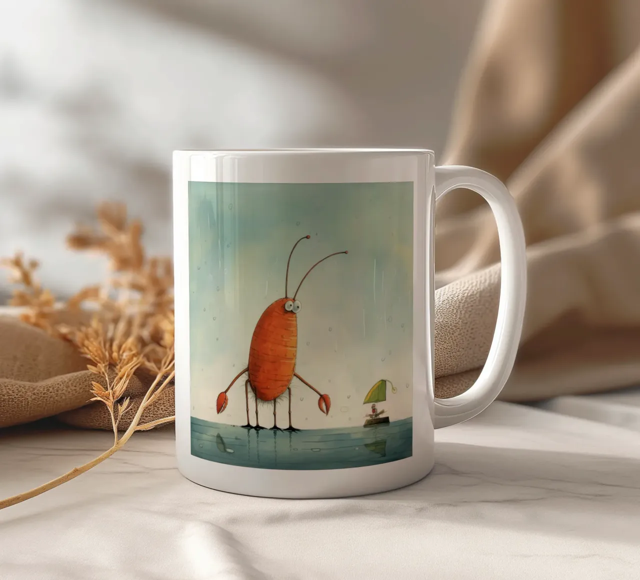 Gambero minimo 3 tazza in ceramica da Minimal Animal Art