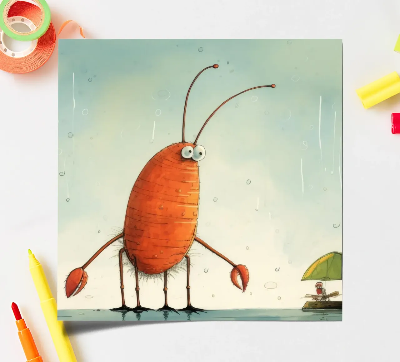 Minimum Prawn sticker sheet by Minimal Animal Art