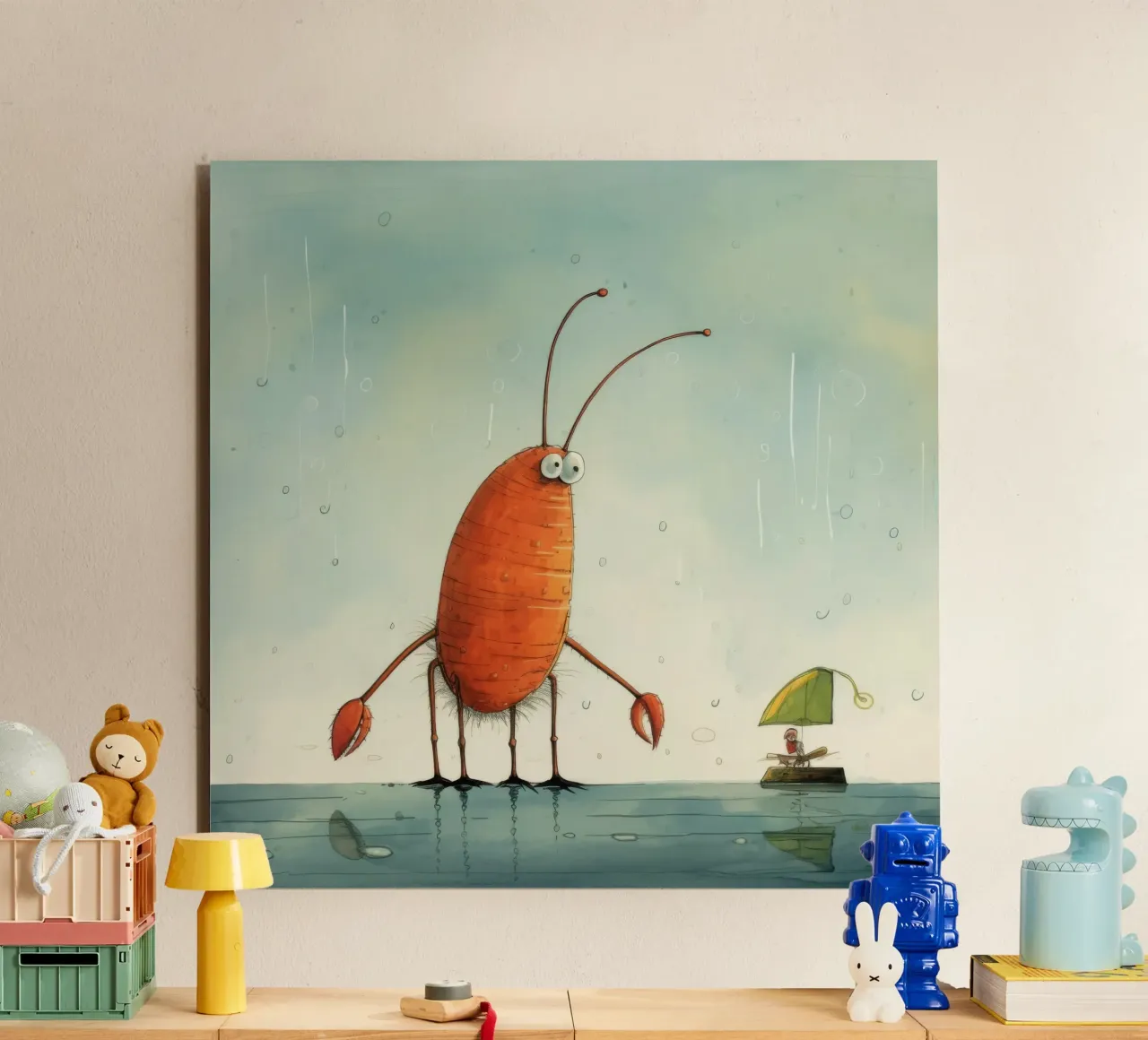 Gambero minimo 3 alluminio dibond da Minimal Animal Art