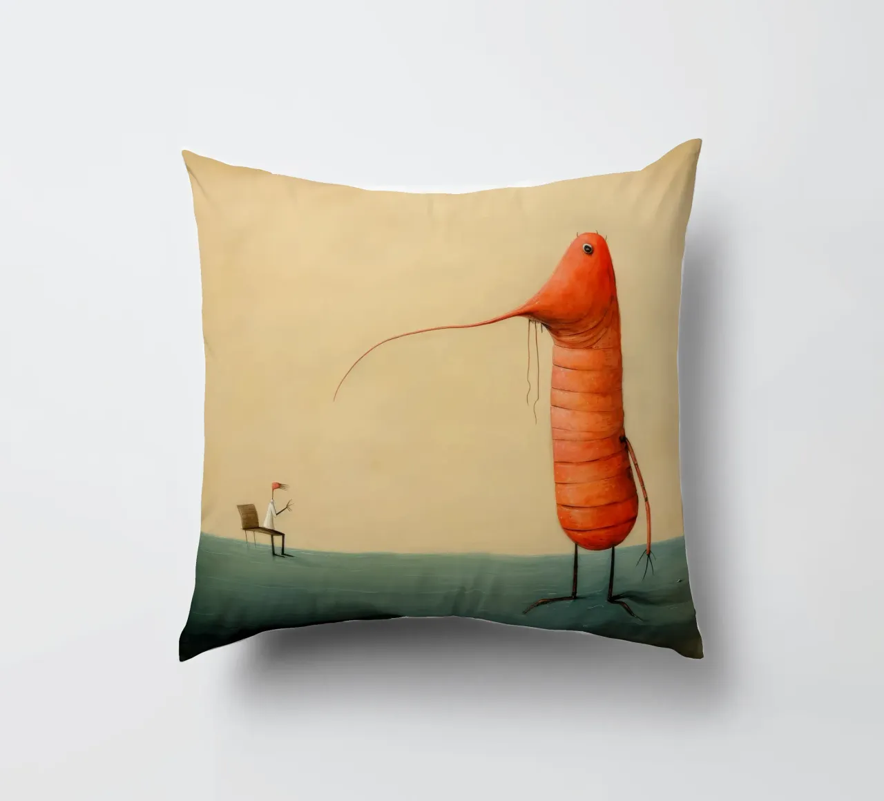 Gambero minimo 4 cuscino da Minimal Animal Art