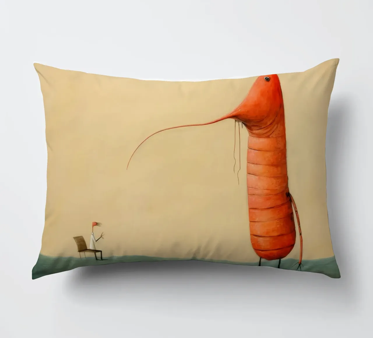 Gambero minimo 4 cuscino da Minimal Animal Art